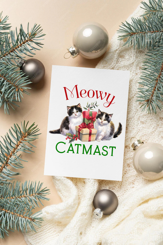 Meowy catmast Christmas card